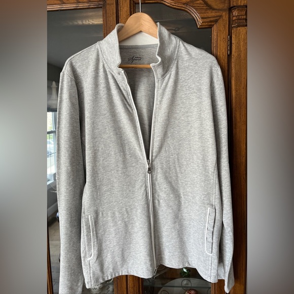 STYLE & Co. SPORT Lightweight Jacket Textured Lite Grey Pockets White Trim - Picture 5 of 12